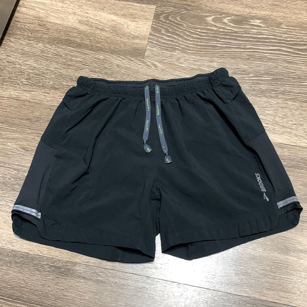 Brooks Black Men's Running Shorts with Reflective Trim